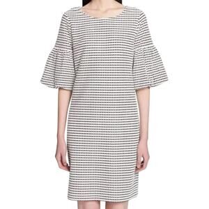 Calvin Klein Honeycomb Eyelet Bell Sleeve Shift Dress L